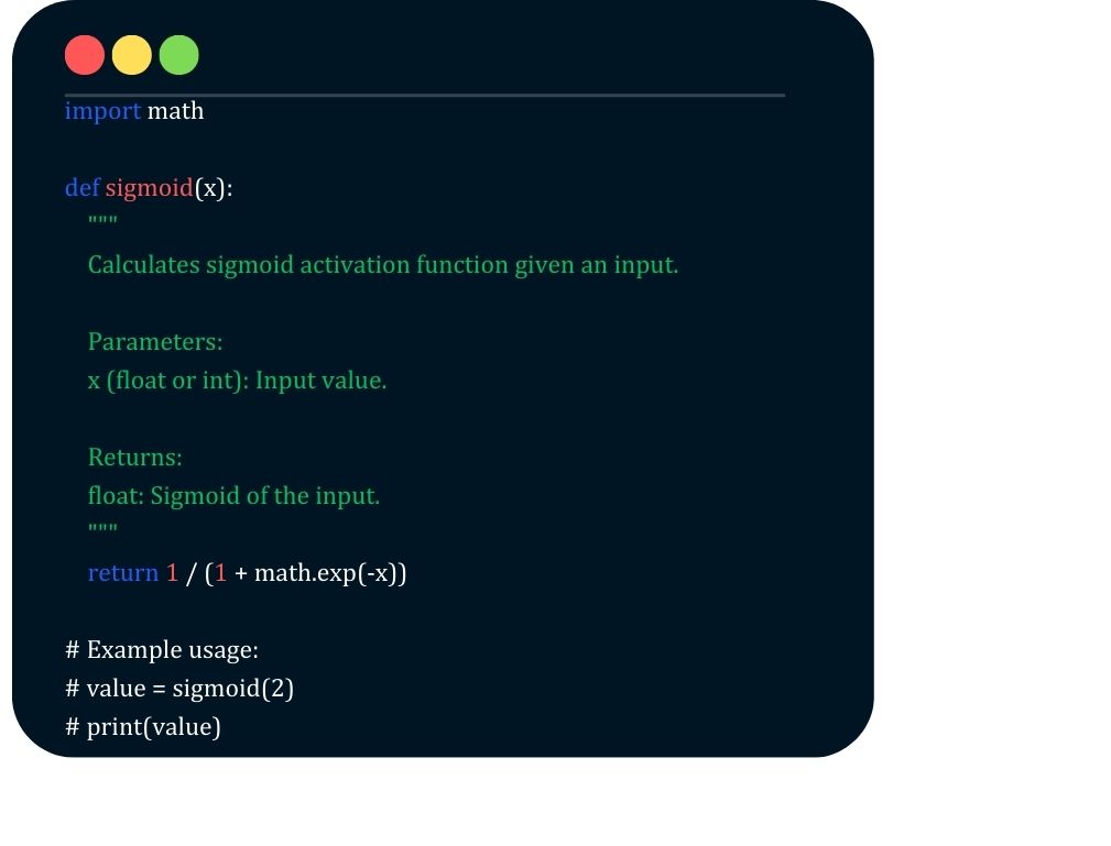 sigmoid activation function value